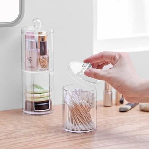 Acrylic Round Qtip Container Cosmetic Makeup Cotton Multifunctional Pad Organizer Jewelry Storage Box Holder and Candy Jars
