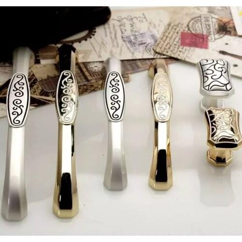 Free shipping American modern kitchen cabinet Gold veins handle Cupboard pulls Drawer dresser wardrobe knobs Bookcase handle96mm