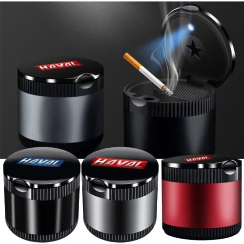 Car Cigar Ashtray for Haval Logo H6 2020 H2 H2S Jolion H9 2021 H5 H8 LED Ash Tray Holder Trash Can Portable Interior Assessoires