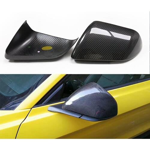 2pcs Carbon Fiber Rear View Side Mirror Cover Shell housing Trim Car Accessories For Ford Mustang 2015 2016 2017 2018