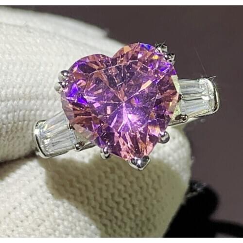 Choucong New Arrival Handmade Fine Jewelry 925 Sterling Silver Pink Sapphire CZ Diamond Gemstones Women Wedding Band Ring Gift