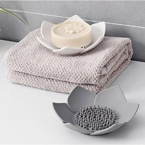Creative Petal Soap Dish Bathroom Silicone Drain Soap Tray Toilet Simple Drain Soap Rack Bathroom Storage Box