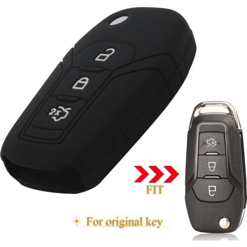 Kutery 10pcs 3 Buttons Remote Car Key Fob Silicone Case Cover Protector For Ford Fusion Mondeo Everest Ecosport Ranger Escape