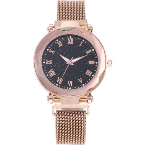 Quartz Wristwatches The Starry Sky Digital Magnet Net Belt Casual Womens Watches