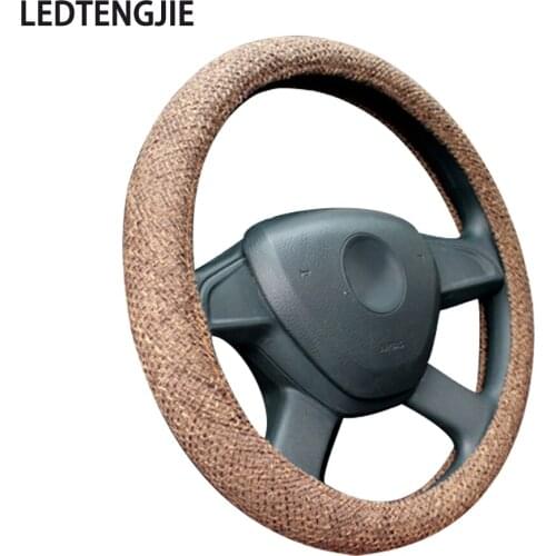 LEDTENGJIE Summer Must-have Car Steering Wheel Cover Cool Linen 5-color Non-slip Wear-resistant Sweat-proof Fashion Accessories