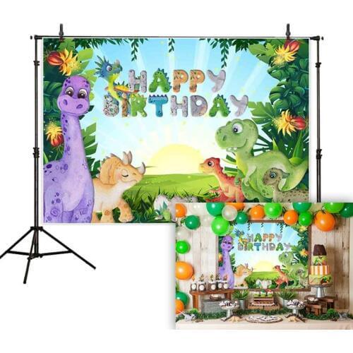 Forest Dinosaur Photography Backdrop Happy Birthday Baby Shower Party Cartoon Kids Photo Background Zoo Studio Prop Decoration