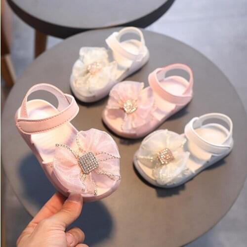 Summer Girls Sandals Fashion Princess Girls Beach Shoes Kids Bow Cute Party Sandals Size 21-30