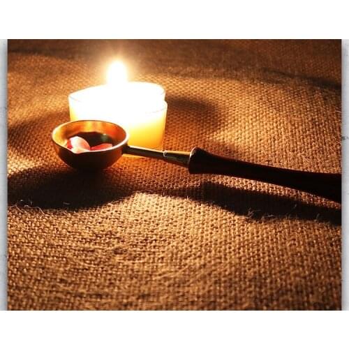 1pcs Hot Fashion Stainless Steel Spoon wood handle length 12cm Hight quality for Wax seal ancient sealing wax tablet pill beads