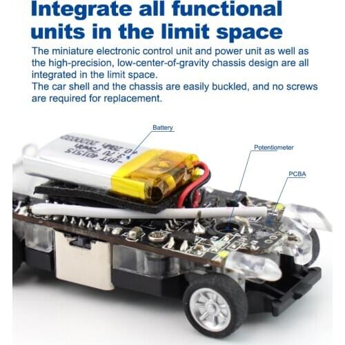 Turbo Hand-made DIY 1:76 mini rc car with 2.4GHz 3CH remote control complete for adults and children toy car