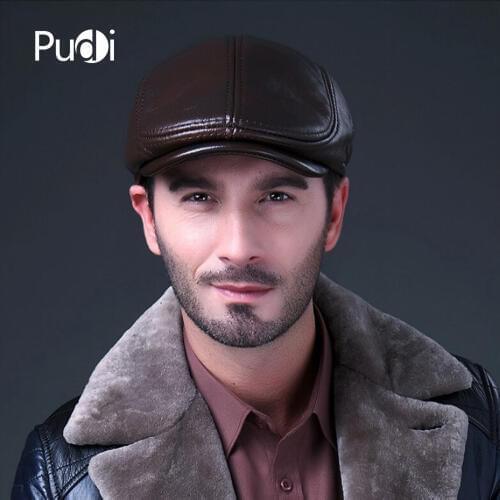 HL042 Mens Genuine Real Leather Baseball Caps Hats Brand New Cow Skin Beret Newsboy Hat Cap Black Brown Coffee