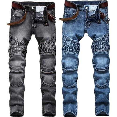 2021 Men’s High Quality Motor&Biker Jeans,New Style Knee Protector Denim Pants,Slim-fit Retro Jeans,Youth Cool Must
