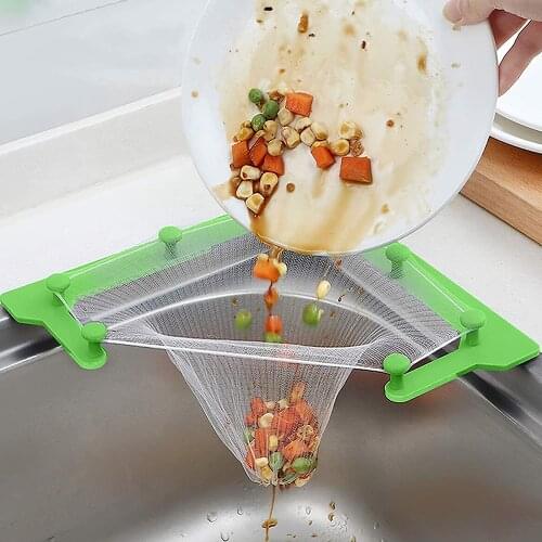 Kitchen Sink Strainer Set with 100 Pcs Meal Residue ,Triangle Tri-Holder Filter Water Filter Mesh Bag for Kitchen