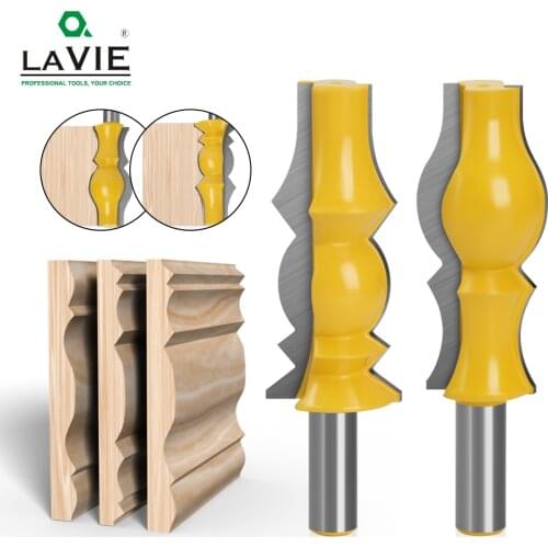 LAVIE 2pcs 12mm 1/2" Large Reversible Crown Molding Router Bit Set Armrest Line Groove Milling Cutters for Wood Working MC03050