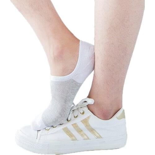 1 Pair New Fashion Bamboo Fibre Non-slip Silicone Invisible Boat Compression Socks Male Ankle Sock Men Meias Cotton Socks Hot