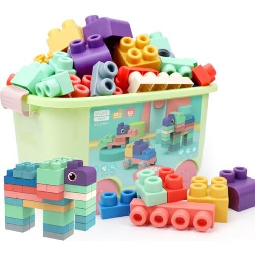 Novelty 20~80pcs Big Size Particle Soft Bite Bricks Colorful DIY Letter Car Animal Enlighten Educational Building Block Baby Toy