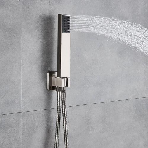 Wholesale Free Shipping Bathroom Handheld Shower Head + 1.5 m Stainless Steel Shower Hose Brushed Nickel Bracket