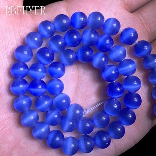 Wholesale Light blue Cats Eye Stone Natural Opal glass Spacers Loose beads 4/6/8/10/12MM for bracelets Jewelry making DIY