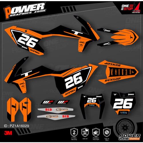 PowerZone Custom Team Graphics Backgrounds Decals 3M Stickers Kit For KTM SX SXF MX 16-18 EXC XCW Enduro 17-19 125 to 500cc 29