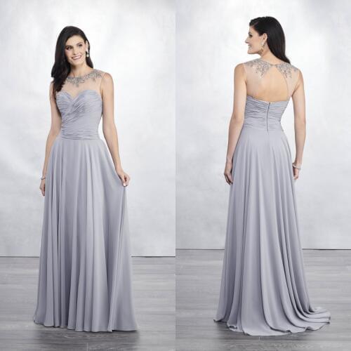 2019 New Mother of the Bride Dresses Jewel Sleeveless Hollow Back Lace Evening Gowns Floor Length Formal Wedding Guest Dresses