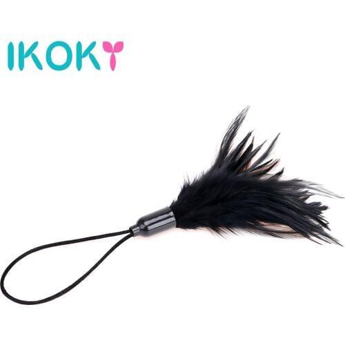 IKOKY Feather Clitoris Stimulator SM Bondage Sex Whip Erotic Toys Flirting Teasing Sex Toys for Couple Adult Games Role Play