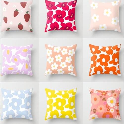 Nordic Modern Flower Pillow Combination Orange Plant Pillow Sofa Cushion Pillowcase Office Cushion Afternoon Nap Pillow