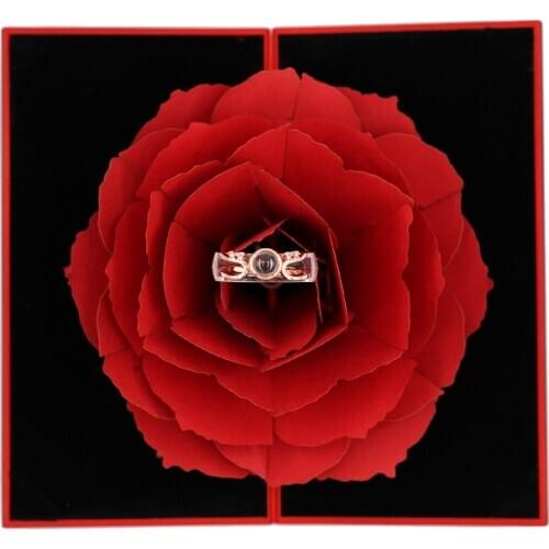 Dropshipping Deer Lovers Ring Love Real Memory 100 Language I Love You Projection Ring Fashion Women Girls Rings Wedding Gift