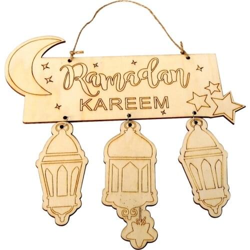 Eid Ramadan Mubarak Wooden Hanging Pendant Crafts Diy Islam Muslim Festival Party Decoration Supplies For Home Decoration