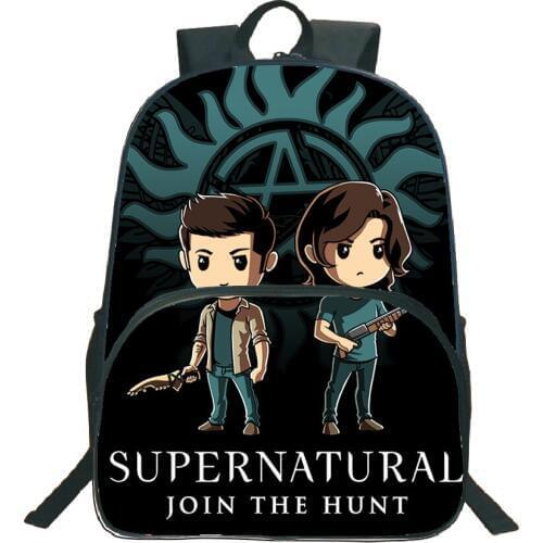 Boys Girls Teens Backpacks Supernatural Winchester Bros Sam Dean School Bags Beautiful Backpack Men Women Laptop Backpack