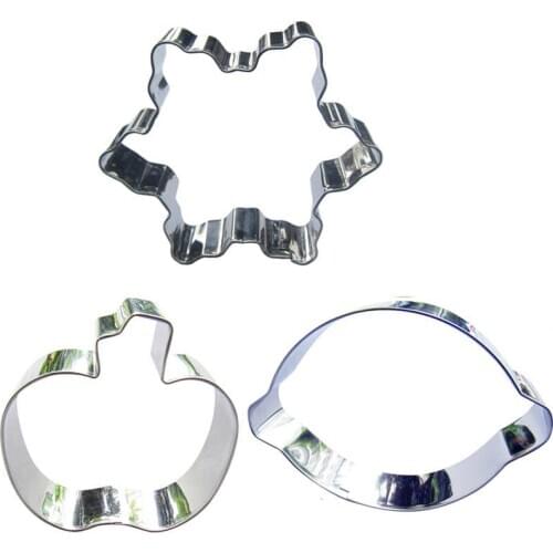 Snowflakes, Apple, Big Lemon shaped 3 piece biscuit cutting molds, baking tools, cake decorating soft candy tools