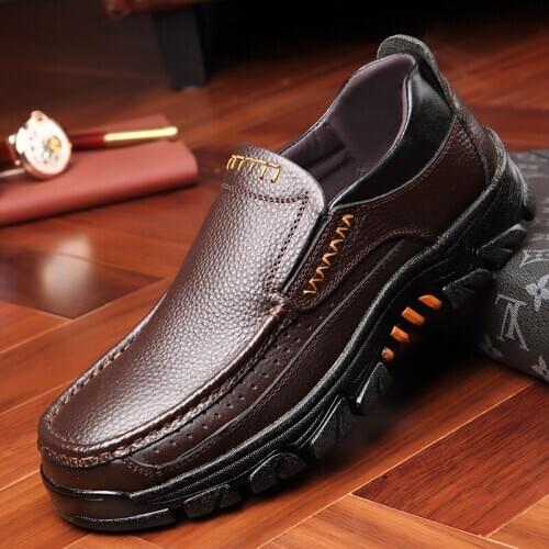 YEINSHAARS Genuine Leather Shoes Men Loafers Soft Cow Leather Men Casual Shoes New Male Footwear Black Brown Slip-on Shoes