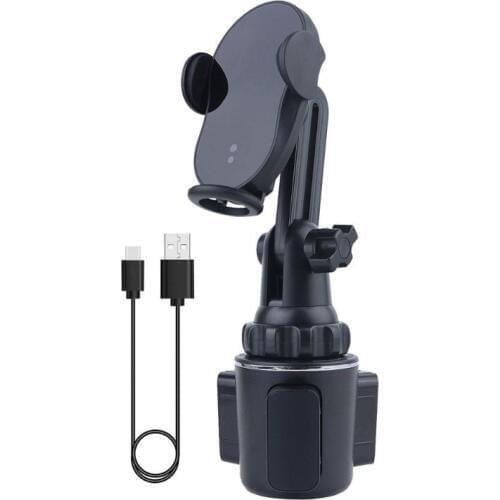 Universal Car Qi 15W Wireless Fast Charger Cup Mobile Phone Holder Mount Automatic Infrared Smart Sensor Clamping Mount Stand
