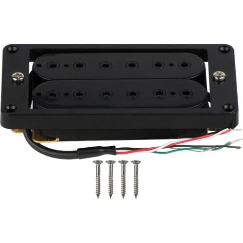 FLEOR Guitar Parts Double Coil Electric Guitar Humbucker Bridge Pickup Black with Flat Frame Ceramic Magnet