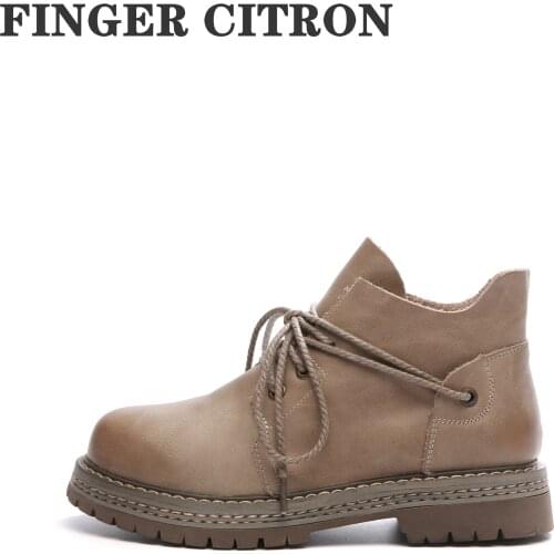 Finger Citron Women Chelsea Anckle Boots Genuine Cow Leather For Spring And Autumn Rubber Outsole ClassicBy Handmade Size 35-40
