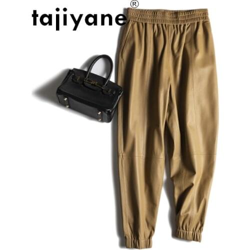 Tajiyane Harem Pants Female Korean Fashion Trousers 100% Sheepskin Leather Pants Women Spring 2021 Pantalones De Mujer Pph4553