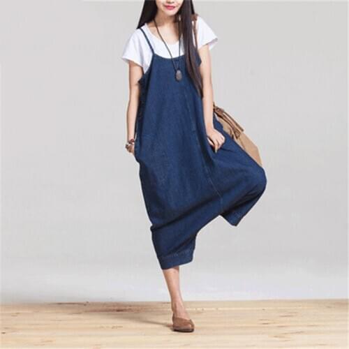 Johnature Women Denim Jumpsuits Loose Casual 2021 Autumn New Casual Blue Korean Fashion Women Clothes Cute Rompers