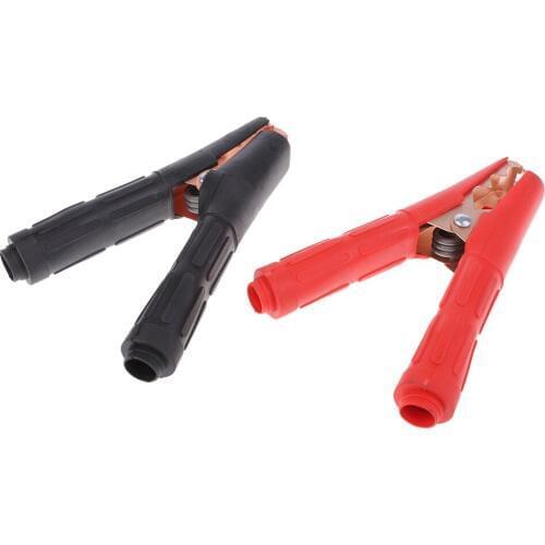 1 Pair Copper Plated Insulated Car Battery Clips Alligator Clamps 1000A Red Black