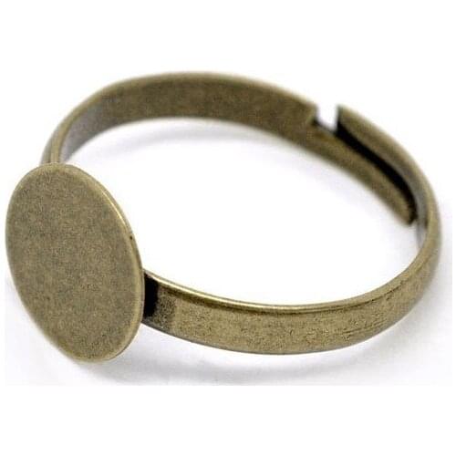 100PCS Antiqued Bronze 15mm Blank Pad Base Rings #22533
