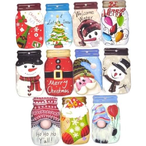 2pcs Wood Painting Christmas Tree Pendant Hanging Ornament Santa Claus Xmas Party Decor DIY Home Decoration 60x100mm mt2699