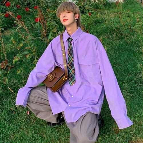 2021 White Shirt Men Blouse Women Blouses Korean Trend Hong Kong Style Loose Ins Long-sleeved Shirt Boys Trendy Jacket Autumn