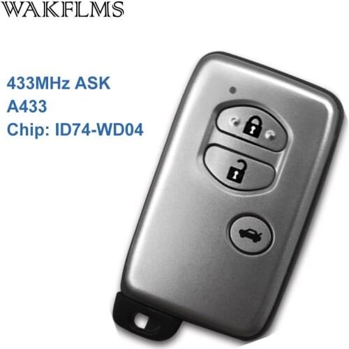 3 Buttons 433MHz Board Number A433 ID74-WD04 Chip Sliver Keyless Go / Entry Remote Car Key For Toyota Camry MDL B77EA