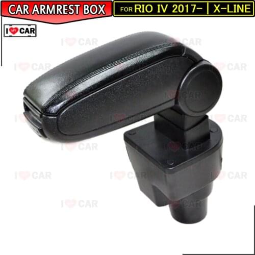 For Kia Rio IV 2017- | X-Line car armrest storage box center console leather arm rest cup holder central part car styling MB