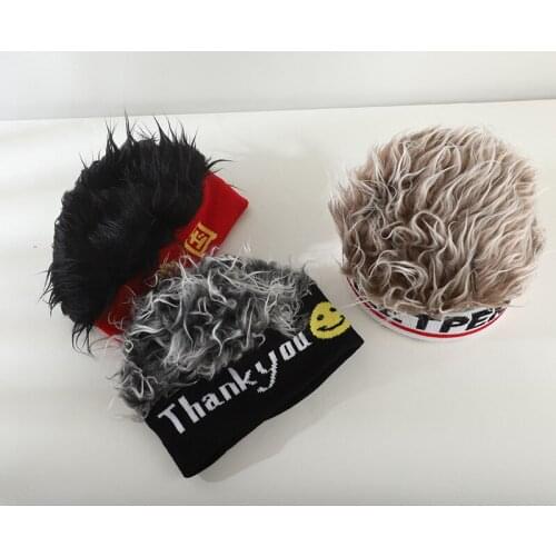Childrens Wig Hat Embroidery Letters Hair Band Personality Whimsy Turtleneck Cap Private Label