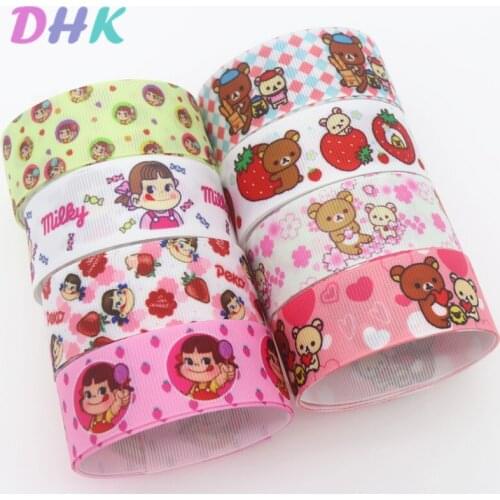 DHK 50yards japan cartoon Printed Grosgrain Ribbon Accessory Hairbow Headwear Decoration DIY Wholesale OEM S1272