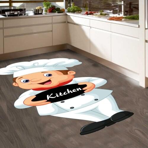 Cook Design Kitchen Rug Laser-Cut Thick Stitching Easy To Clean Non-Slip Outsole Synthetic Leather Washable Carpet