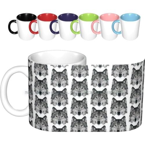 Crystalline Wolf Ceramic Mugs Coffee Cups Milk Tea Mug Wolf Case Geometric Nature Animal Creature Cheap Sharp Clean Good
