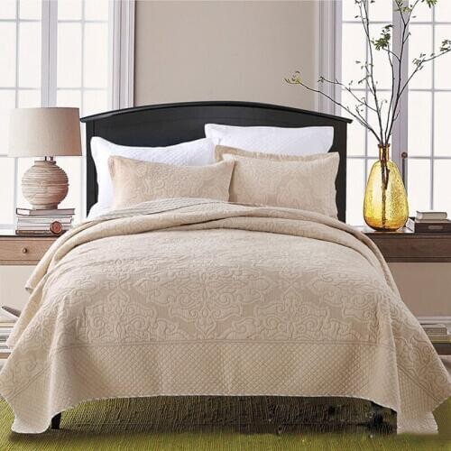 CHAUSUB Europe Quilt Set 3PCS Quilted Bedspread Cotton Quilts Bed Cover Sheets Pillowcase Coverlet King Queen Size Bedding
