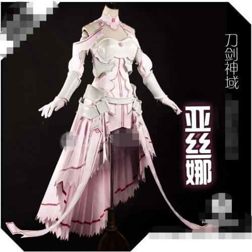 Anime Sword Art Online Alicization Cosplay Costume Asuna Yuuki Pink Fighting Dress Armor