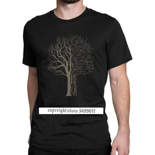 Digital Tree Tshirts Men Funny Tee Shirt Electronic Circuit Board Computer Chip Engineers Developer Geek Tee Shirt Fash Ship