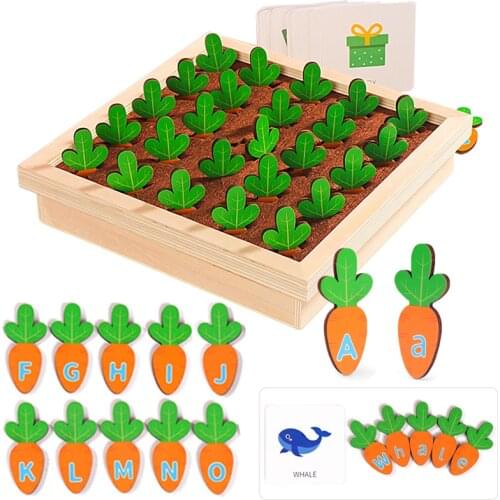 Baby Learning ABC Montessori Language Toy Simulation Pulling Carrots Mushroom Picking Alphabet Matching Game Early Education Toy