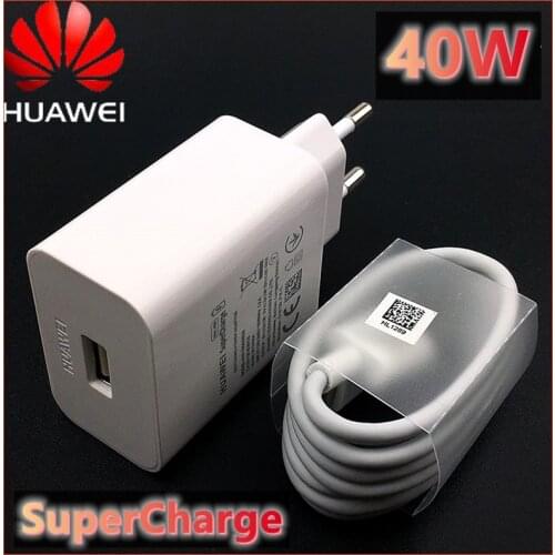 Huawei P40 Supercharge Charger Original Fast charge EU 40W Adapter 5A USB C Cable For Nova 7 P20 P30 Pro mate 20 30 40 pro